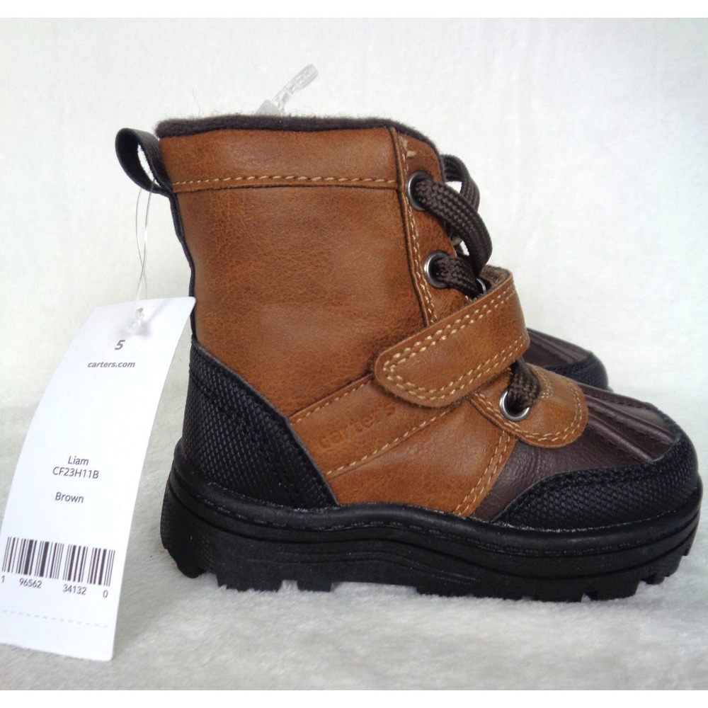 Carter's Liam Toddler Boots Size 5 Brown Lace Up Hook & Loop New with Tags